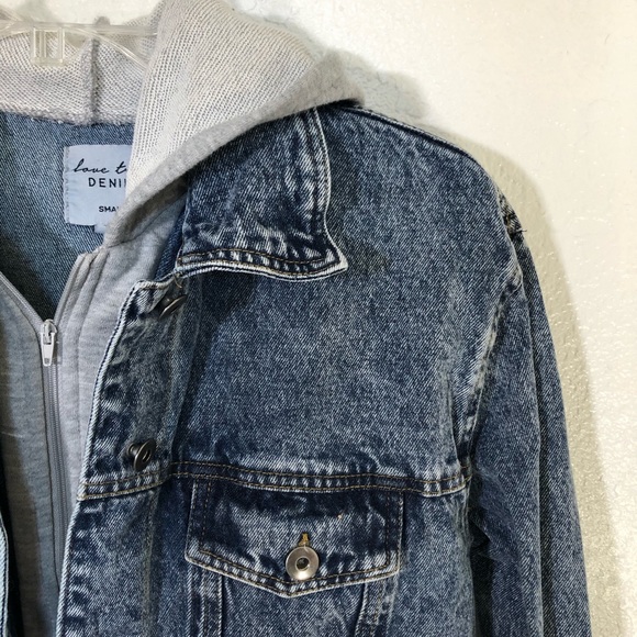 Denim Jacket with Hood. Size Small - Picture 2 of 6